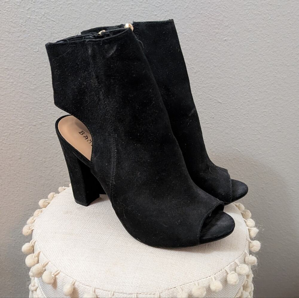 Charlotte Russe peep Toe Suede Black Bootie heels